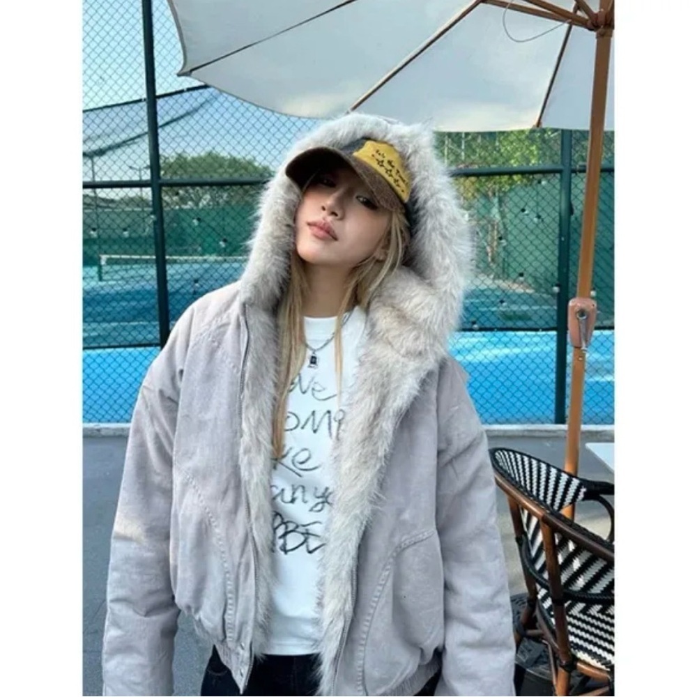 NWT Fashion Women's Retro Fur Collard Warm Hooded Jacket - Picture 2 of 10